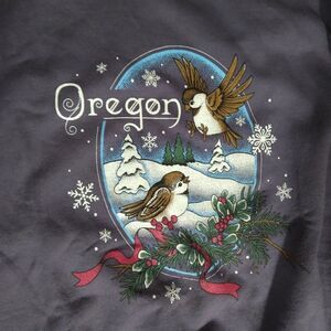 Vintage Oregon Winter Birds Illustration Crewneck Sweatshirt
